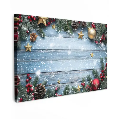 Kerstomlijsting - Sneeuw - Meerkleurig canvas 2cm klein -z3d