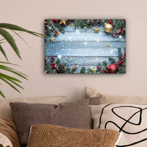 Kerstomlijsting - Sneeuw - Meerkleurig canvas 2cm klein -sfeer1