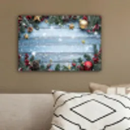 Kerstomlijsting - Sneeuw - Meerkleurig canvas 2cm klein -sfeer3