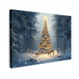 Kerstlicht - Woud - Hert - Donker canvas 2cm klein -z3d