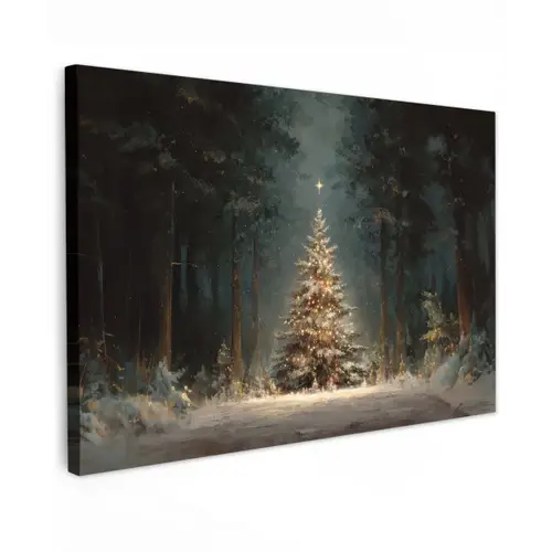 Kerstboom - Bos - Sneeuw - meerkleurig canvas 2cm klein -z3d