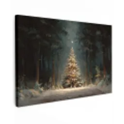 Kerstboom - Bos - Sneeuw - meerkleurig canvas 2cm klein -z3d