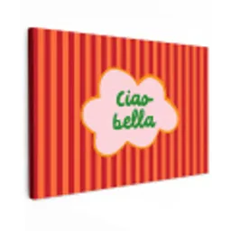 Ciao bella - Tekstwolk - Strepen - Oranje canvas 2cm klein -z3d