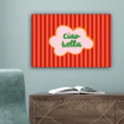 Ciao bella - Tekstwolk - Strepen - Oranje canvas 2cm klein -sfeer4