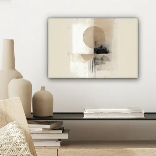 Cirkel - Compositie - Diepte - Beige canvas 2cm klein -sfeer6