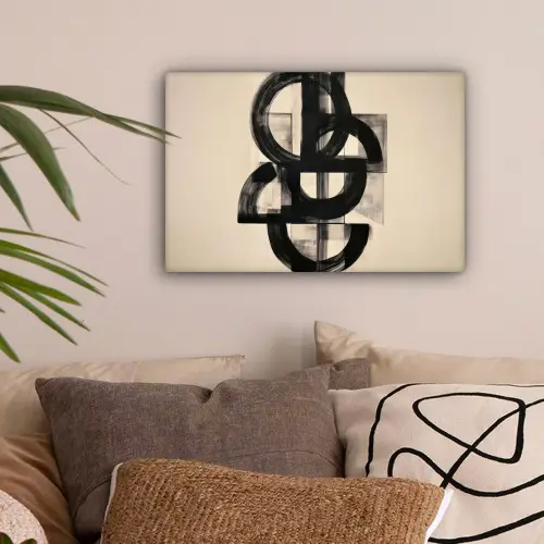 Cirkels - Lijnen - Vormen - Zwart canvas 2cm klein -sfeer1