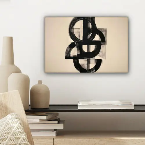 Cirkels - Lijnen - Vormen - Zwart canvas 2cm klein -sfeer6