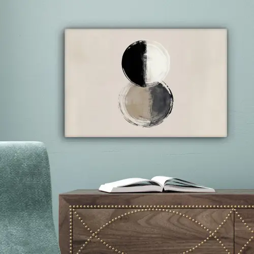 Cirkels - Strepen - Minimalistisch - Zwart canvas 2cm klein -sfeer4