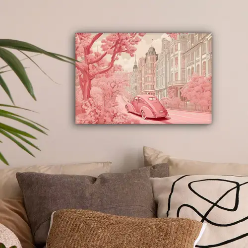 City - Car - Pink canvas 2cm klein -sfeer1