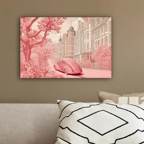 City - Car - Pink canvas 2cm klein -sfeer3