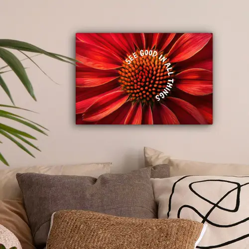 Close up - Bloem - Quote - Rood canvas 2cm klein -sfeer1