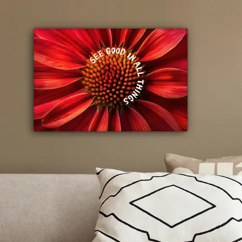 Close up - Bloem - Quote - Rood canvas 2cm klein -sfeer3