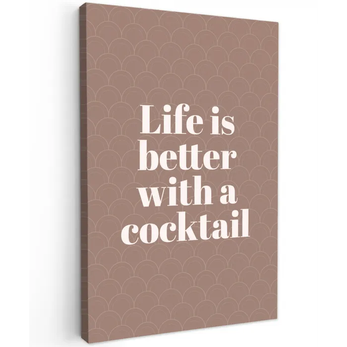 Cocktail - Tekst - Patroon - Wit canvas 2cm klein -z3d