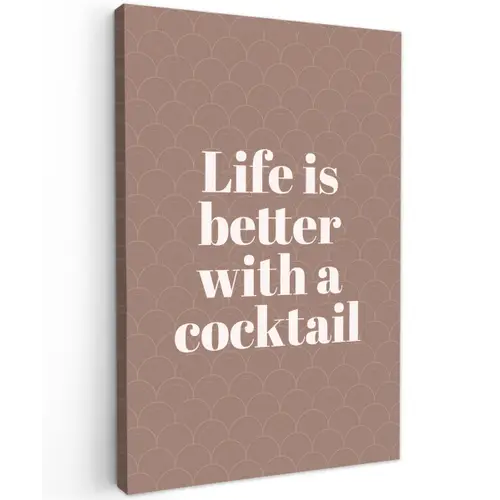 Cocktail - Tekst - Patroon - Wit canvas 2cm klein -z3d