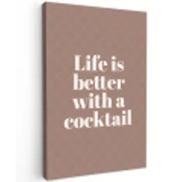 Cocktail - Tekst - Patroon - Wit canvas 2cm klein -z3d