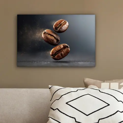 Koffiebonen - Zwevend - Grijs canvas 2cm klein -sfeer3