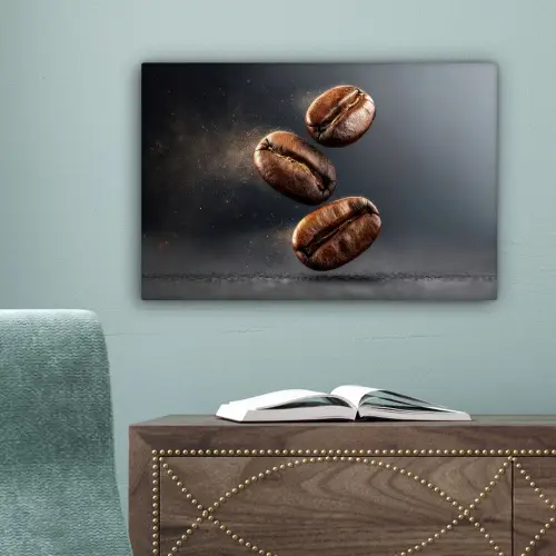 Koffiebonen - Zwevend - Grijs canvas 2cm klein -sfeer4