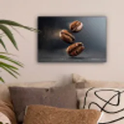 Koffiebonen - Zwevend - Grijs canvas 2cm klein -sfeer1