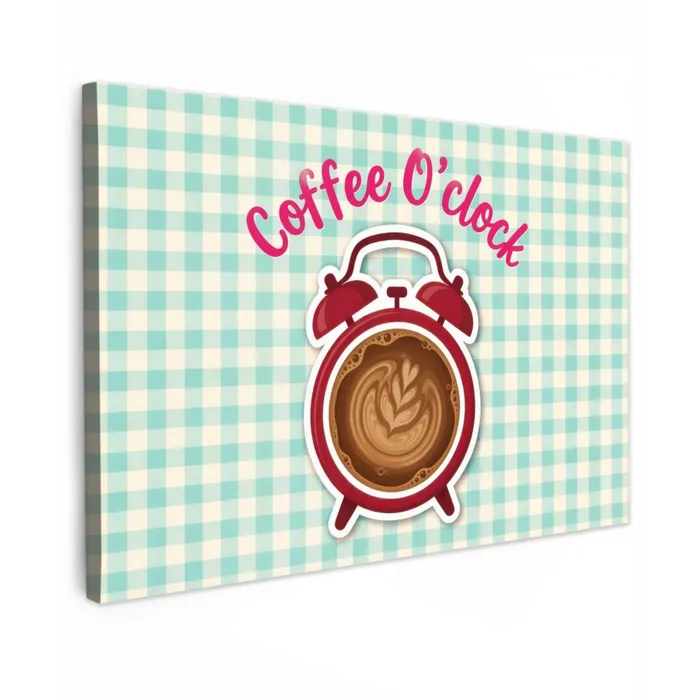 Koffie - Klok - Groen canvas 2cm klein -z3d