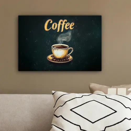 Koffie - Schotel - Koffiebonen - Retro canvas 2cm klein -sfeer3