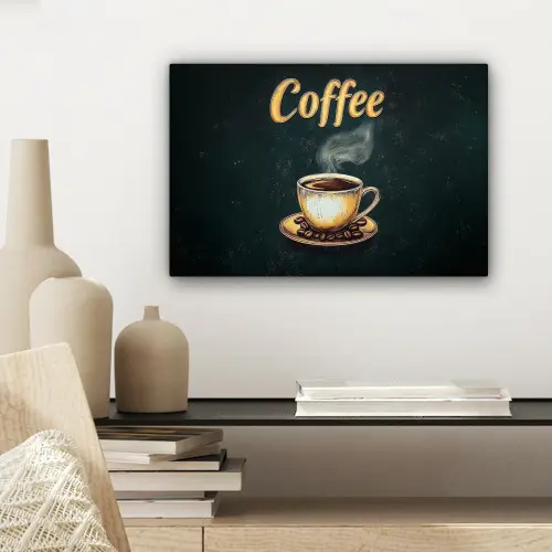 Koffie - Schotel - Koffiebonen - Retro canvas 2cm klein -sfeer6