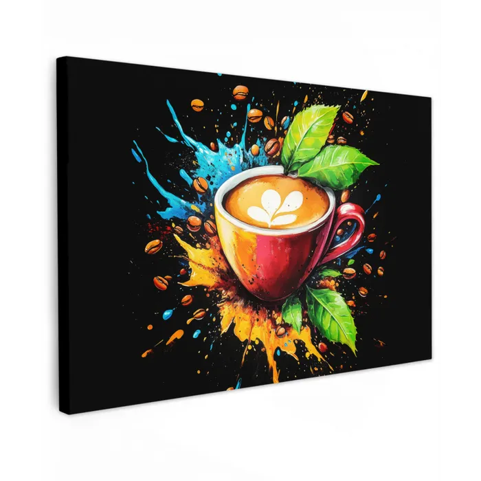 Koffie - Graffiti - Drinken - Abstract canvas 2cm klein -z3d