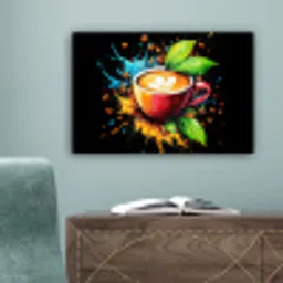 Koffie - Graffiti - Drinken - Abstract canvas 2cm klein -sfeer4