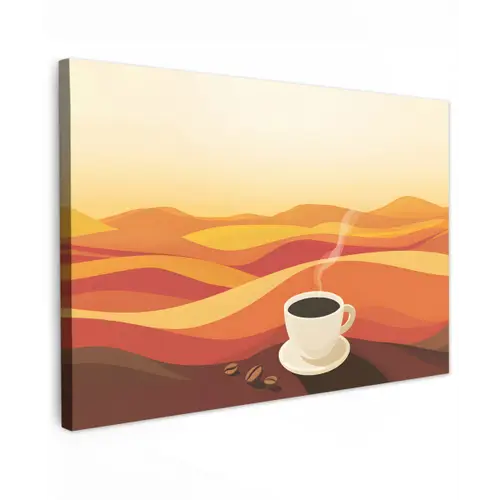 Koffie - Landschap - Oranje - Koffiebonen canvas 2cm klein -z3d