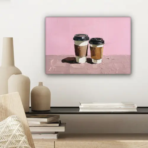 Koffiebekers - Deksel - Verf - Textuur canvas 2cm klein -sfeer6