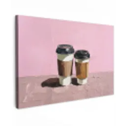 Koffiebekers - Deksel - Verf - Textuur canvas 2cm klein -z3d