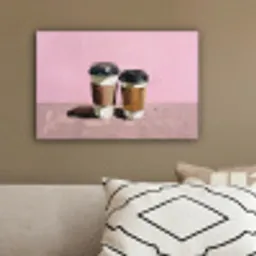 Koffiebekers - Deksel - Verf - Textuur canvas 2cm klein -sfeer3
