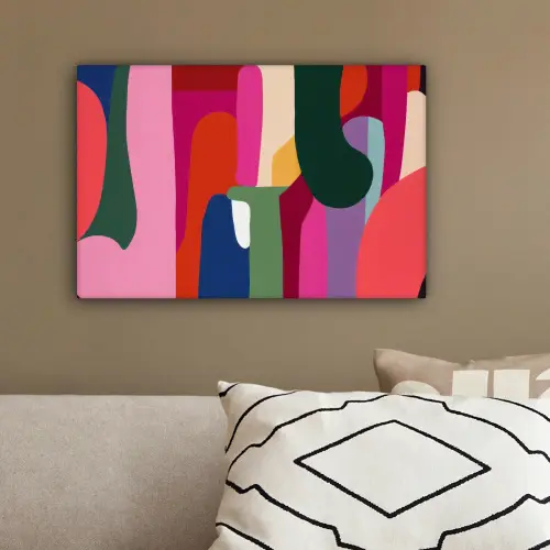 Kleurvakken - Recht - Rond - Abstract canvas 2cm klein -sfeer3