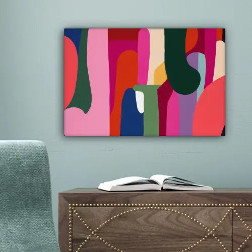 Kleurvakken - Recht - Rond - Abstract canvas 2cm klein -sfeer4
