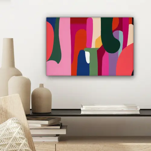 Kleurvakken - Recht - Rond - Abstract canvas 2cm klein -sfeer6