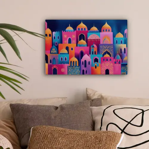 Kleurrijk - Avond - Islamitisch canvas 2cm klein -sfeer1