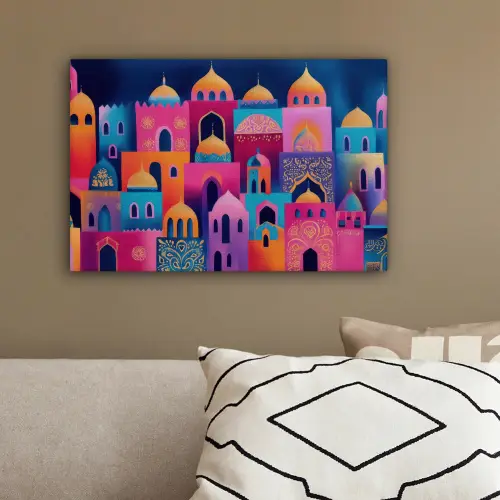 Kleurrijk - Avond - Islamitisch canvas 2cm klein -sfeer3