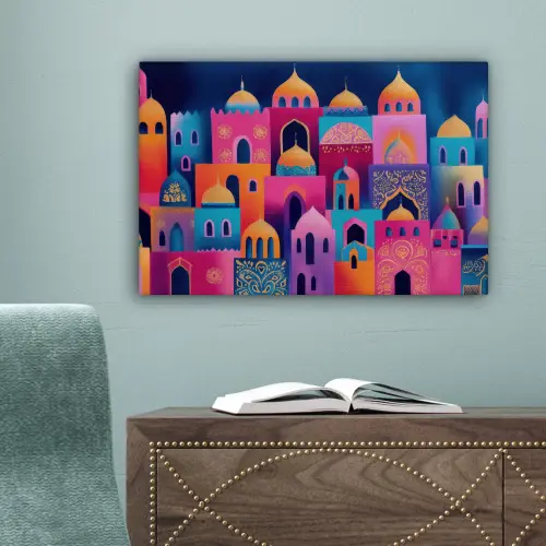 Kleurrijk - Avond - Islamitisch canvas 2cm klein -sfeer4