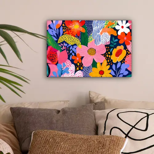 Kleurrijk - Bloemen - Abstract - Stippen canvas 2cm klein -sfeer1