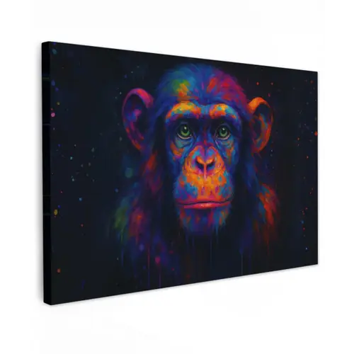 Kleurrijk - Aap - Abstract canvas 2cm klein -z3d