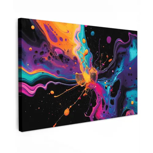Kleurrijk - Verf - Zwart canvas 2cm klein -z3d