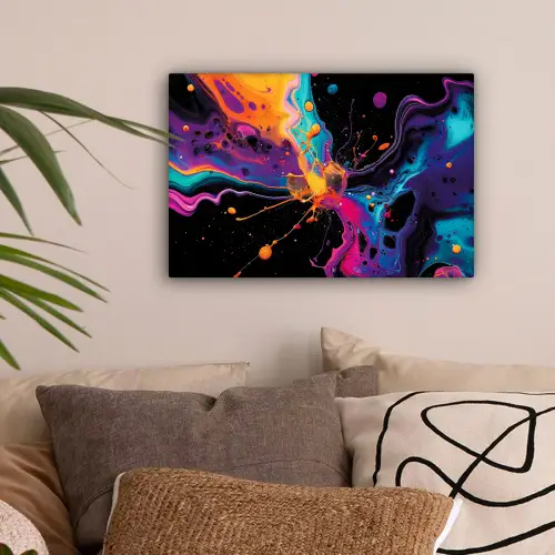 Kleurrijk - Verf - Zwart canvas 2cm klein -sfeer1