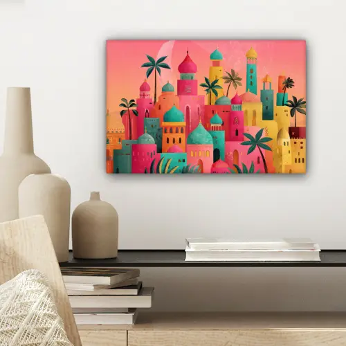 Kleurrijk - Palmbomen - Islamitisch canvas 2cm klein -sfeer6