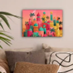 Kleurrijk - Palmbomen - Islamitisch canvas 2cm klein -sfeer1