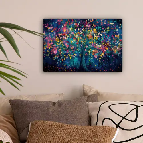 Kleurrijk - Boom - Magisch - Abstract canvas 2cm klein -sfeer1