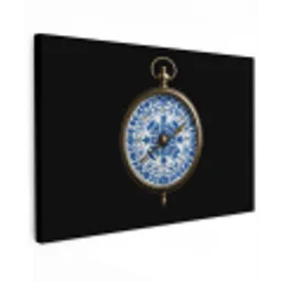 Kompas - Delfts blauw - Zwart canvas 2cm klein -z3d