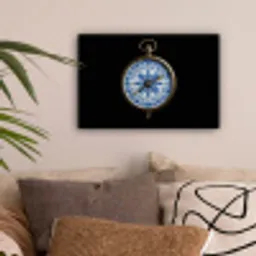 Kompas - Delfts blauw - Zwart canvas 2cm klein -sfeer1