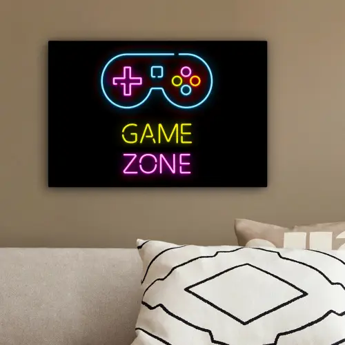 Controller - Game - Neon - Zwart - Quotes - Game zone canvas 2cm klein -sfeer3