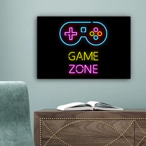 Controller - Game - Neon - Zwart - Quotes - Game zone canvas 2cm klein -sfeer4