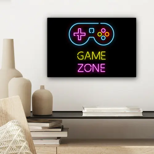 Controller - Game - Neon - Zwart - Quotes - Game zone canvas 2cm klein -sfeer6