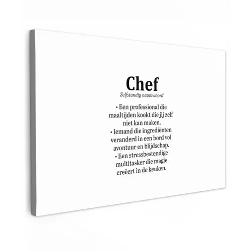 Kok - Definitie - Chef - Koken - Keuken - Spreuken - Woordenboek canvas 2cm klein -z3d